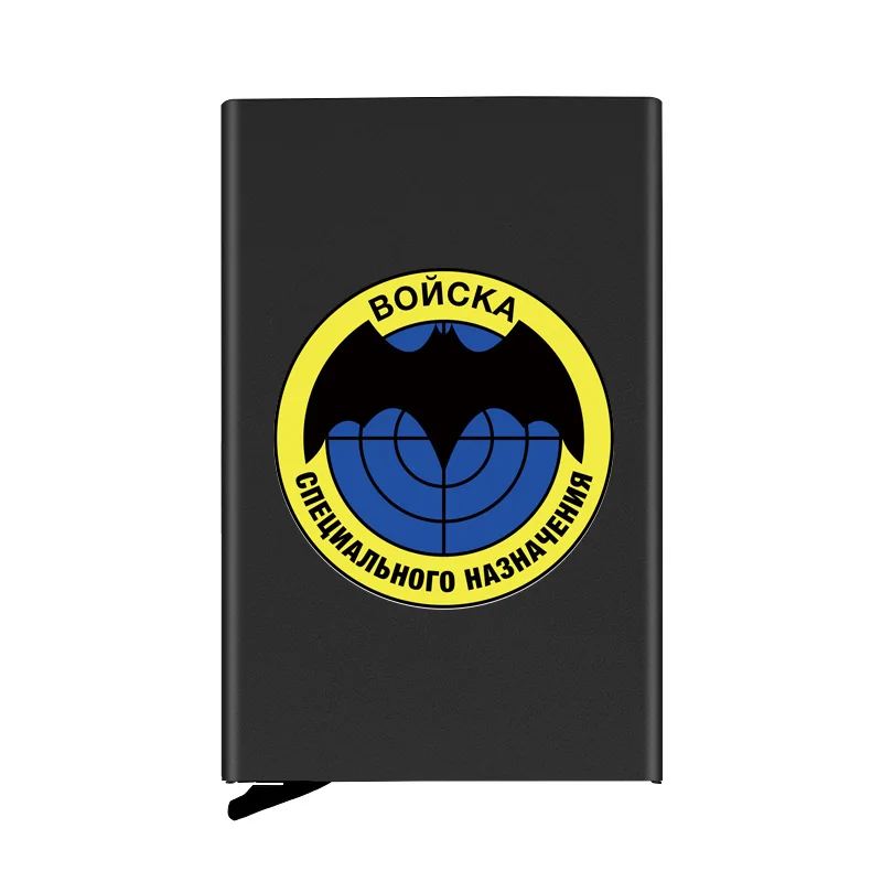 

Metal Case Soviet Union Special Forces Printing Credit Card Holder Men Slim Anti Protect Travel ID Cardholder Women Rfid Wallet