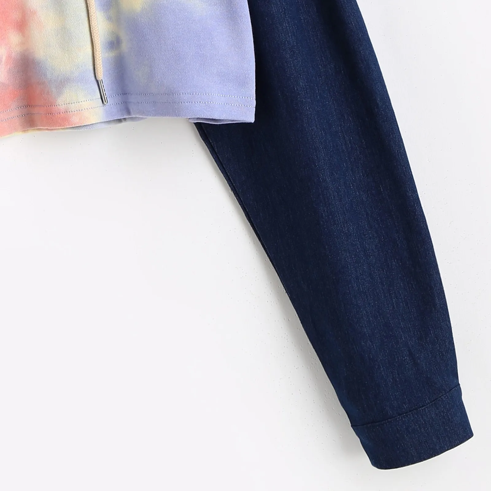 Women Hoodie Long Sleeve Tie-dye Print Patchwork Casual Hoodie Pullover Sweatshirt Top Streetwear Women Oversized Hoodies