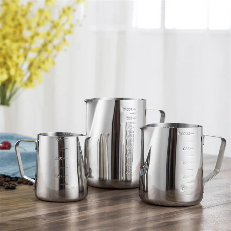 Кувшин для взбивания молока посуда из нержавеющей стали кофе эспрессо со шкалой