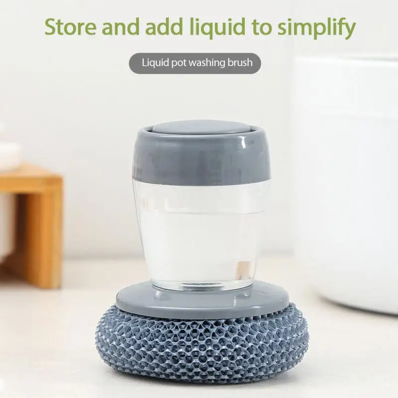 

1 Pcs Home Multifunctional Creativity Pressing Cleaning Brush Built-in Liquid Storage Tank Kitchen Dishwashing Pot Brush