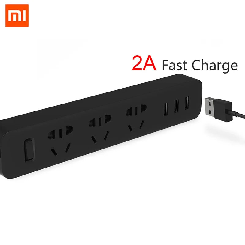 Новинка 100% оригинальный удлинитель питания Xiaomi Быстрая зарядка 3 розетки USB