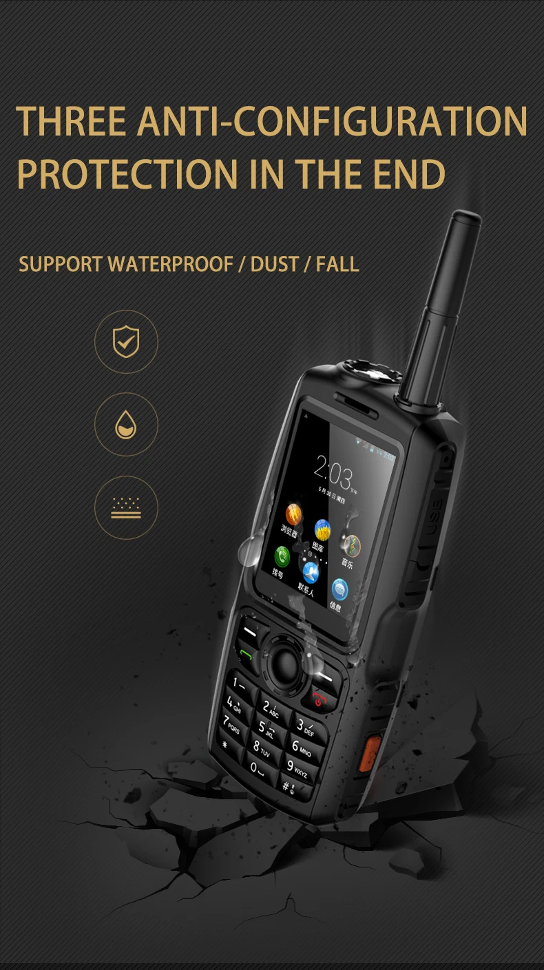 3g Wcdma Защищенный телефон Android с UHF 2W домофон PTT