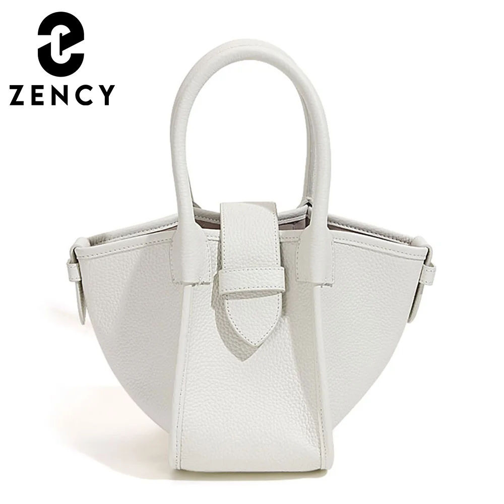 

Zency Women's Genuine Leather Bag New Spring Fashion Bucket Small Handbag Vintage Girl Designer Tote Top-handle Bag Young Simple