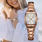 Часы наручные женские с кристаллами, роскошные брендовые, с браслетом из нержавеющей стали под розовое золото