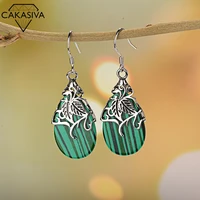 womens vintage thai silver green striped abalone shell earring festive birthday party gift jewellery