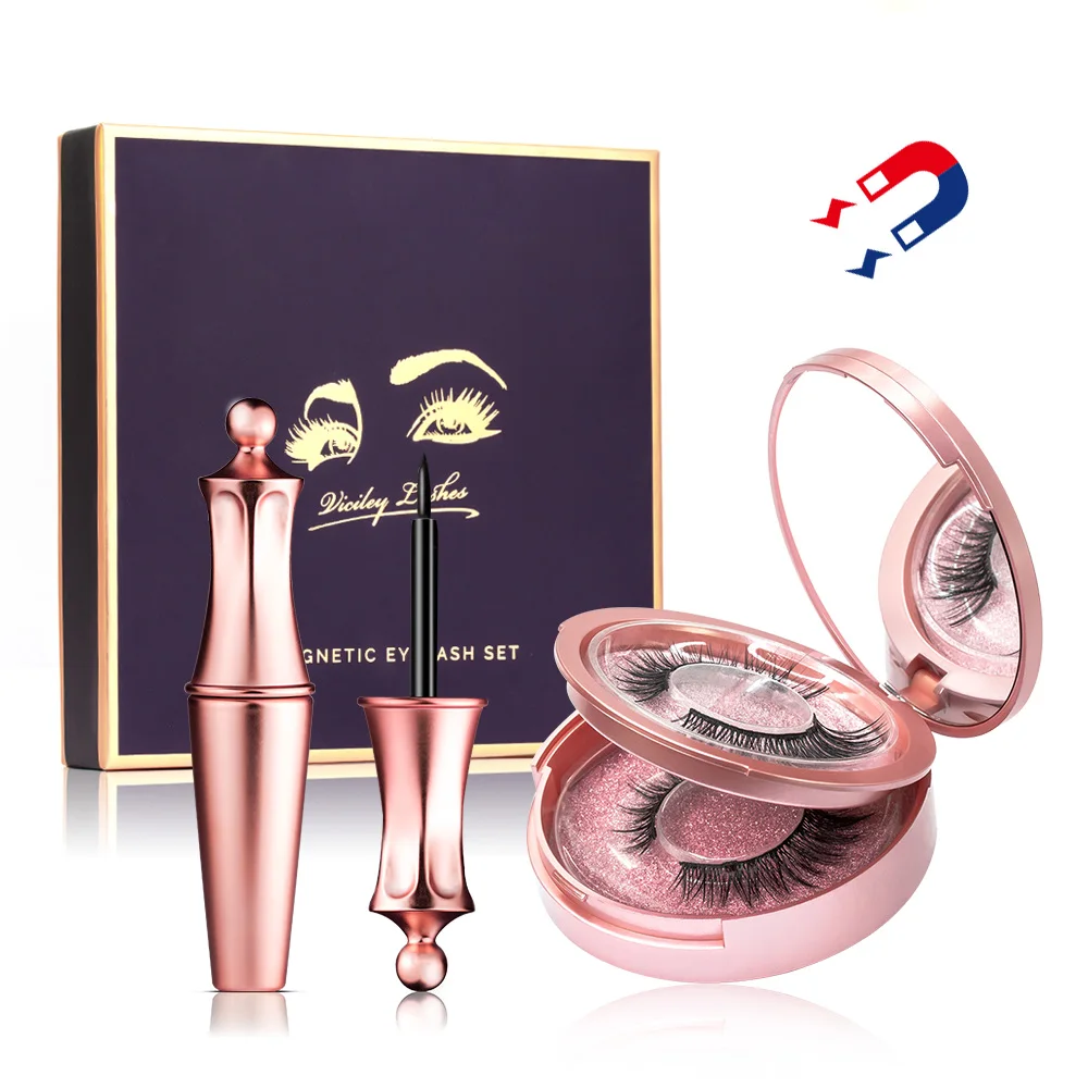 1/2 пара натуральные длинные накладные ресницы & Магнитный подводка для глаз и