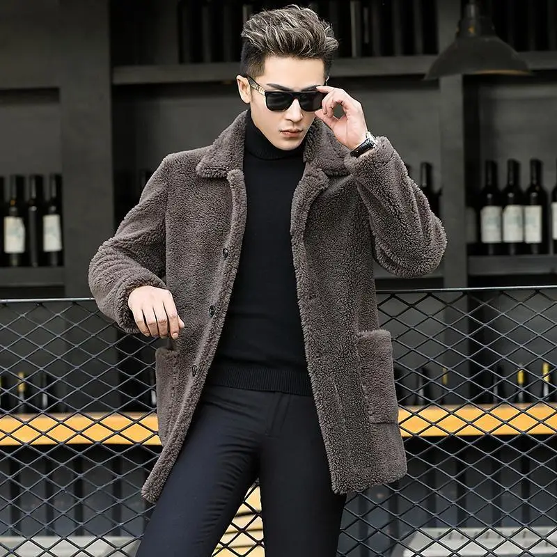 

2021 New Men Autumn Winter Faux Fleece Fur Fluffy Jackets Male Oversized Warm Fashion Outwear Long Sleeve Windbreaker