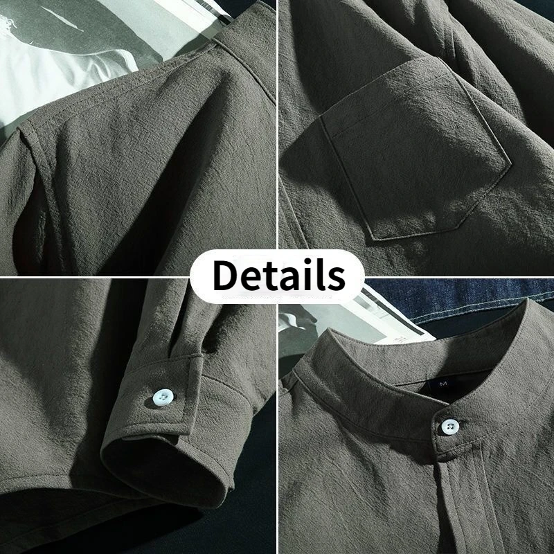 

shirts women three quarter sleeve cotton stand collar loose unisex simple solid all-match students harajuku retro style female