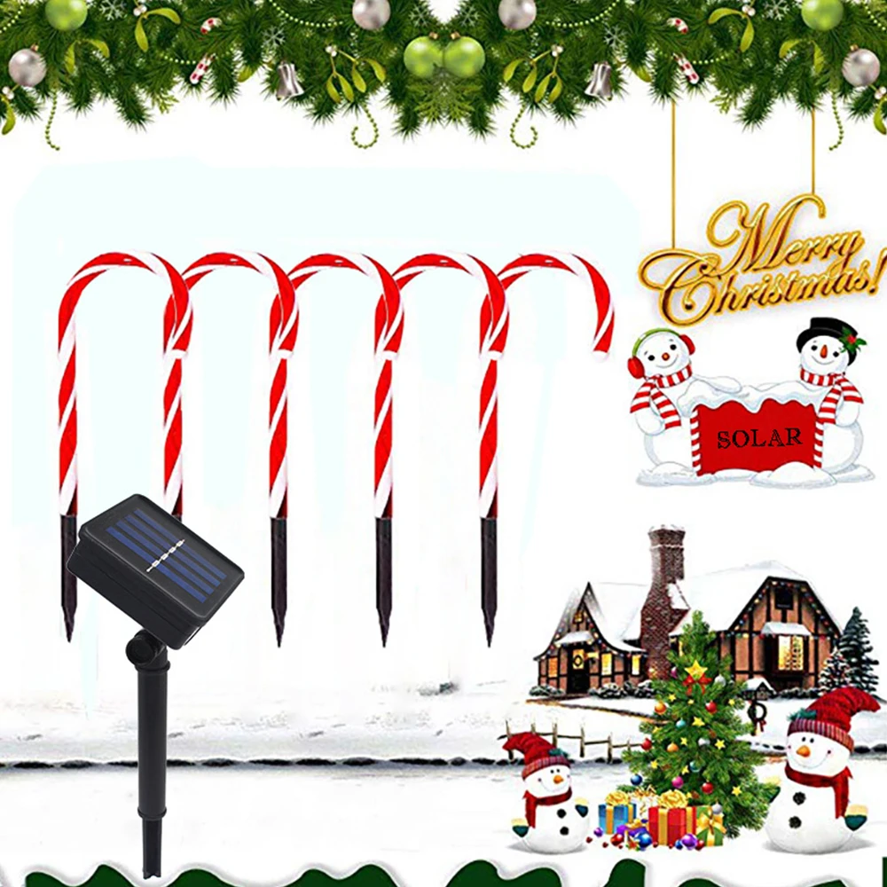

Solar Christmas Cane Light Set 1 for 5 Waterproof Christmas Plug-in Lamp LED Home Garden Courtyard Lawn Decoration Light