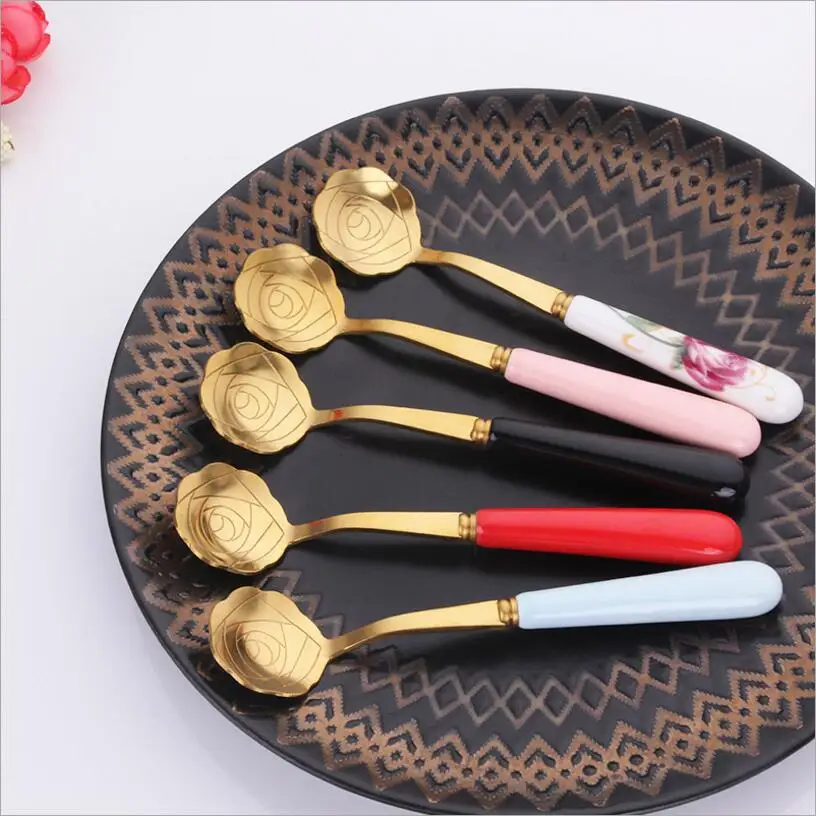 Новинка кофейная ложка в форме розы десерт из мороженого нержавеющей стали