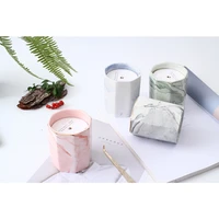 neutral octagonal marbled ceramics vegeable wax smokeless solid flower decoration scented candles candle jars