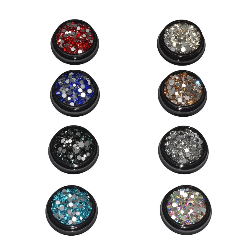 1 коробка стеклянные стразы для ногтей разразных размеров с плоской задней