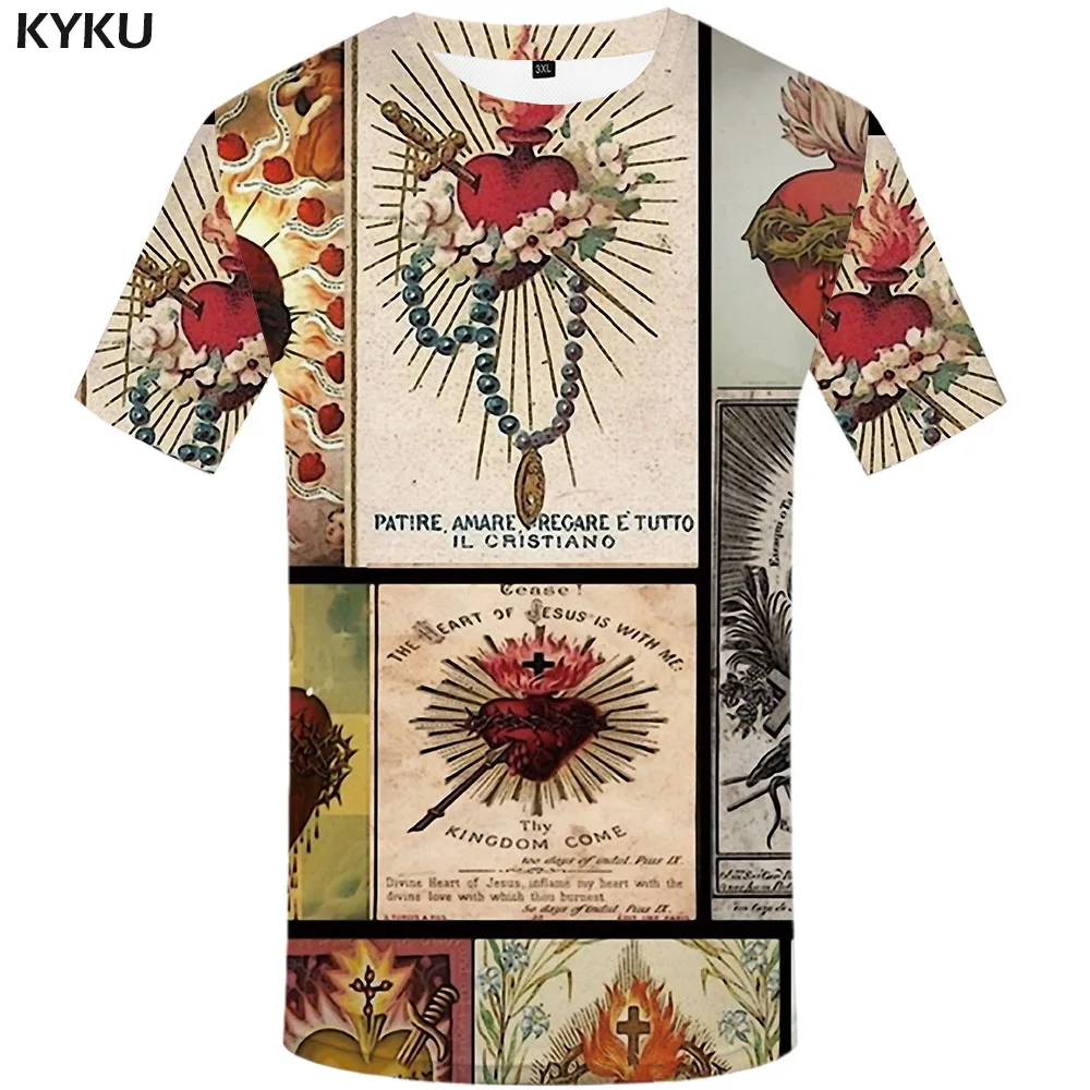 KYKU футболка Jesus крест с принтом Кристиан футболки Повседневная обувь пламени