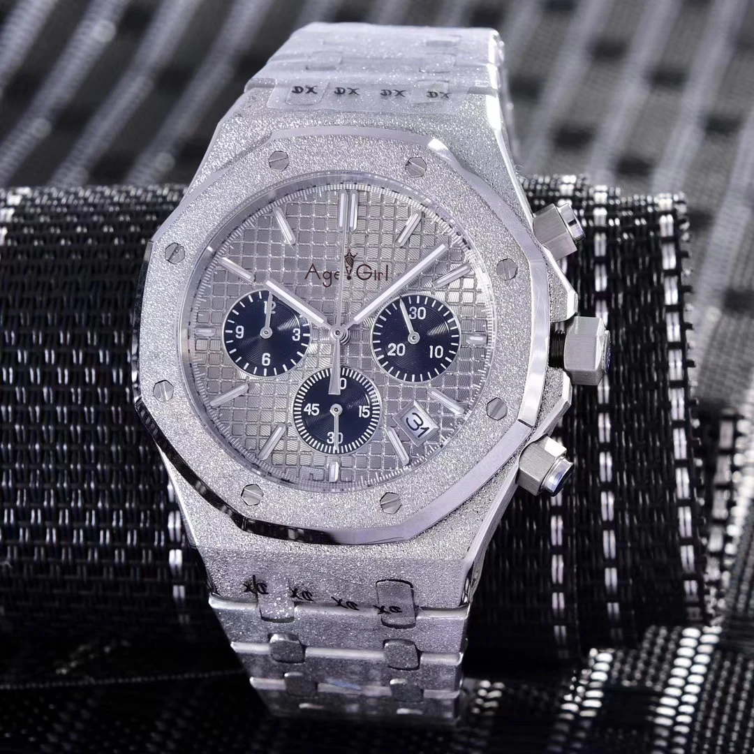 

Classic New Men Watch Chronograph Sapphire Stainless Steel Silver Matte Stopwatch Luminous Black Blue Grey White Sport AAA+