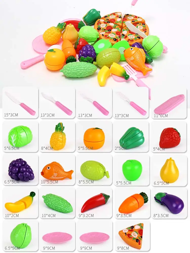 13-29 шт кухонные ролевые игры мини пластиковые продукты фрукты пицца девочка резка приготовления овощей образование кухня игрушка для детей Подарки - Цвет: 29 PCS