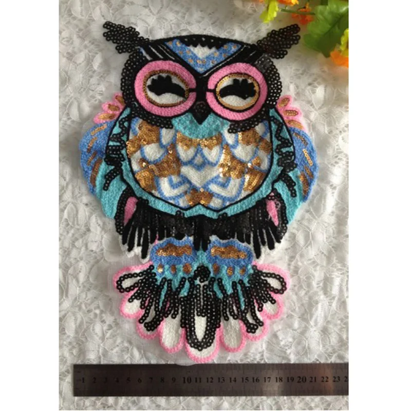 1 шт. расшитая блестками кружевная ткань аппликация сова патчи для одежды