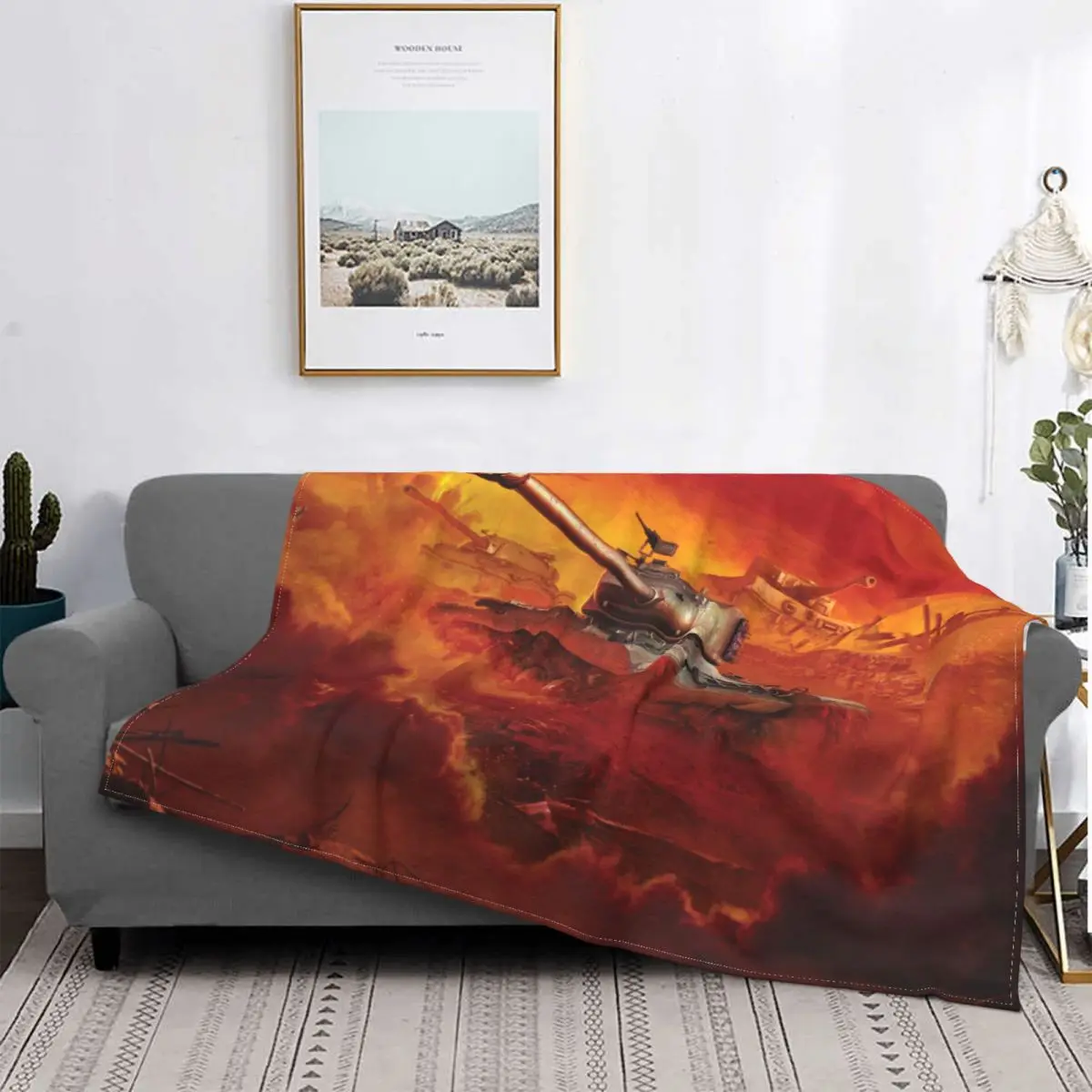 

World of Tanks Self Propelled Gun War Ganme Blanket Flannel Spring Autumn Billowing Smoke Warm Throws For Winter Bedding