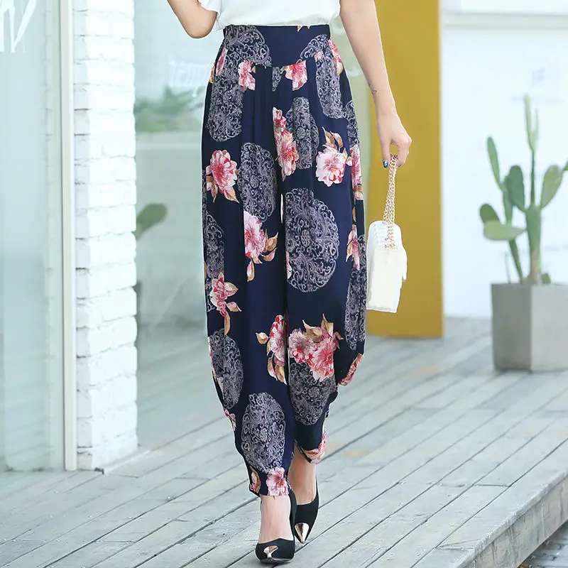 3 Женские летние брюки, женские корейские винтажные полосатые штаны с высокой талией, свободные клетчатые брюки, элегантные летние брюки - Цвет: 3