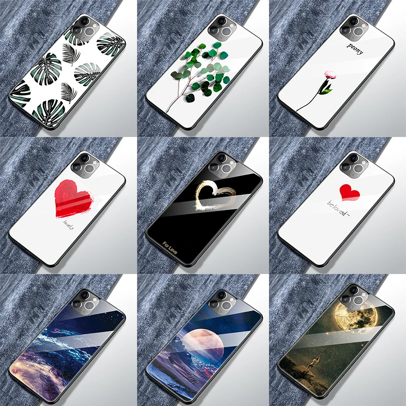 Чехол из закаленного стекла для iPhone 11 Pro Max XS XR X чехол телефона с рисунком защитный