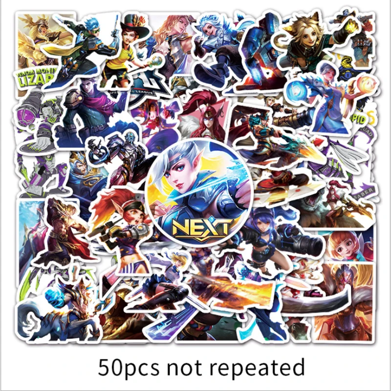 

50 pcs MOBA game endless duel Graffiti Waterproof Skateboard Travel Suitcase Phone Laptop Luggage Stickers Cute Kids Girl Toys