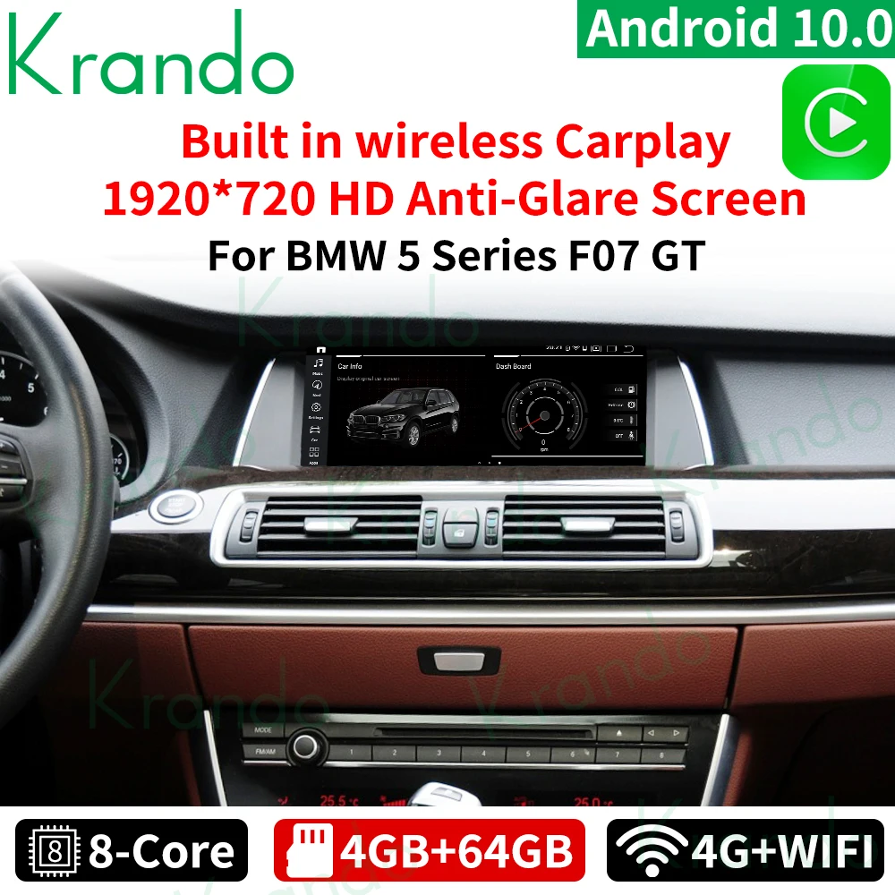 구매 Krando 안드로이드 11.0 6G 128G 10.25 자동차 오디오 BMW 5 시리즈 GT F07 CIC NBT 2009-2012 멀티미디어 라디오 플레이어 무선 Carplay
