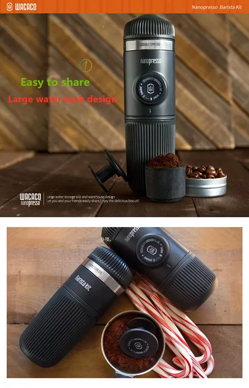 Новое второе поколение WACACO nanopresso порошок ручной портативный Эспрессо машина поставляется с защитной крышкой