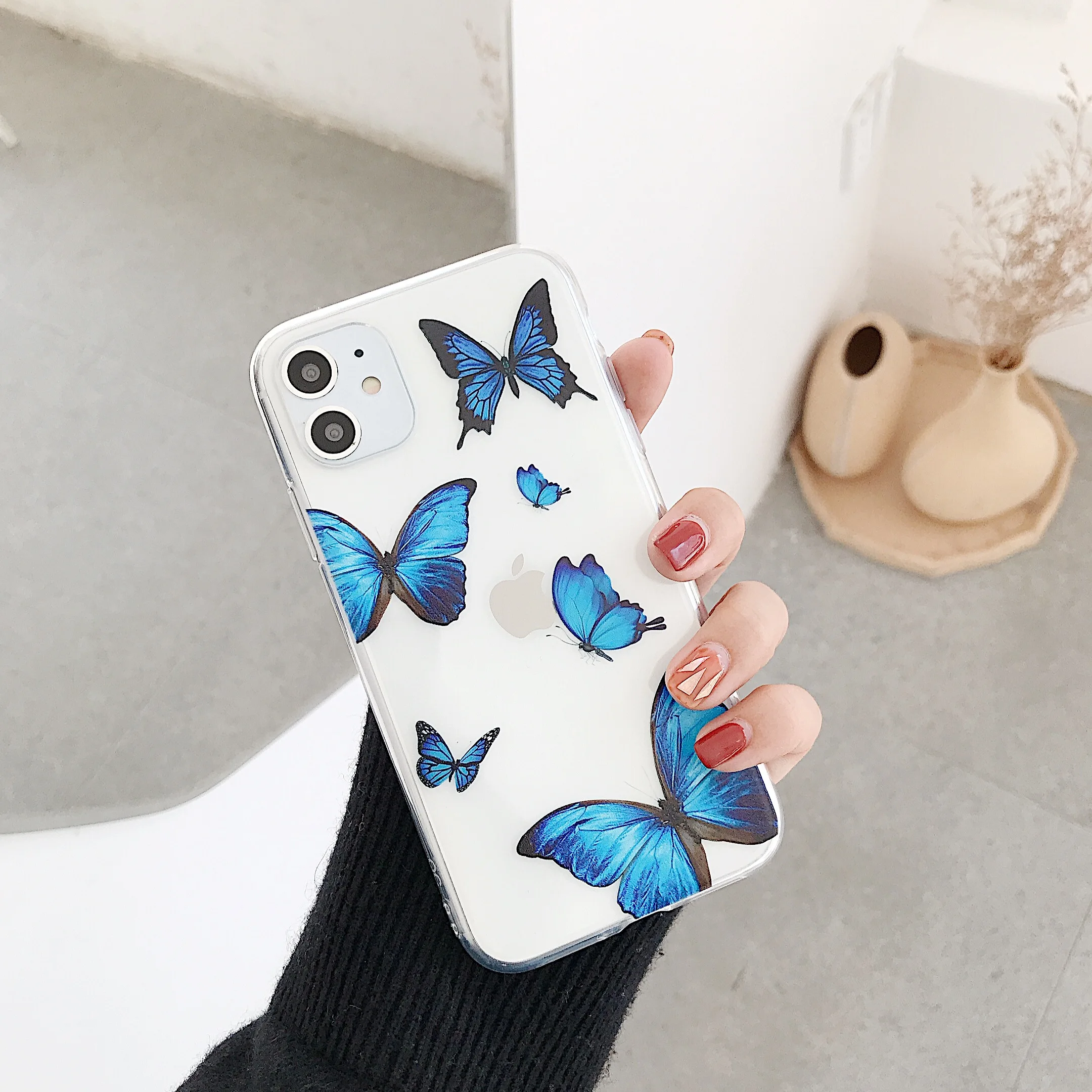 Модный прозрачный чехол для телефона из ТПУ ORYKSZ с бабочкой iPhone 11 Pro Max X 7 8 Plus iphone XR XS