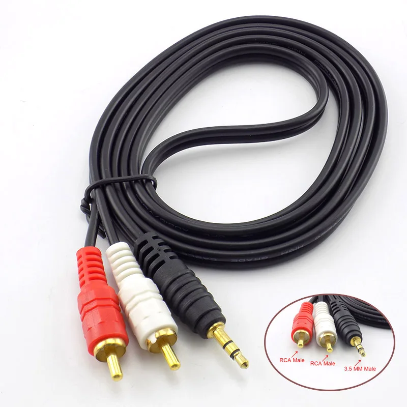 1.5M 3M 5M 10M 3.5mm Plug Jack Connector to 2 RCA Male Music Stereo Adapter Cable Audio AUX Line for Phones TV Sound Speakers |