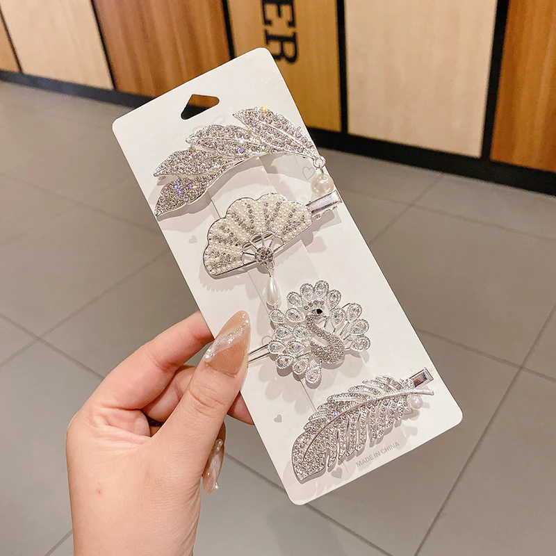 

4/5pcs/set New Women Elegant Pearl Flower Diamond Hair Clips For Girls Sweet Barrette Hairpin Headdress Fashion Hair Accessories