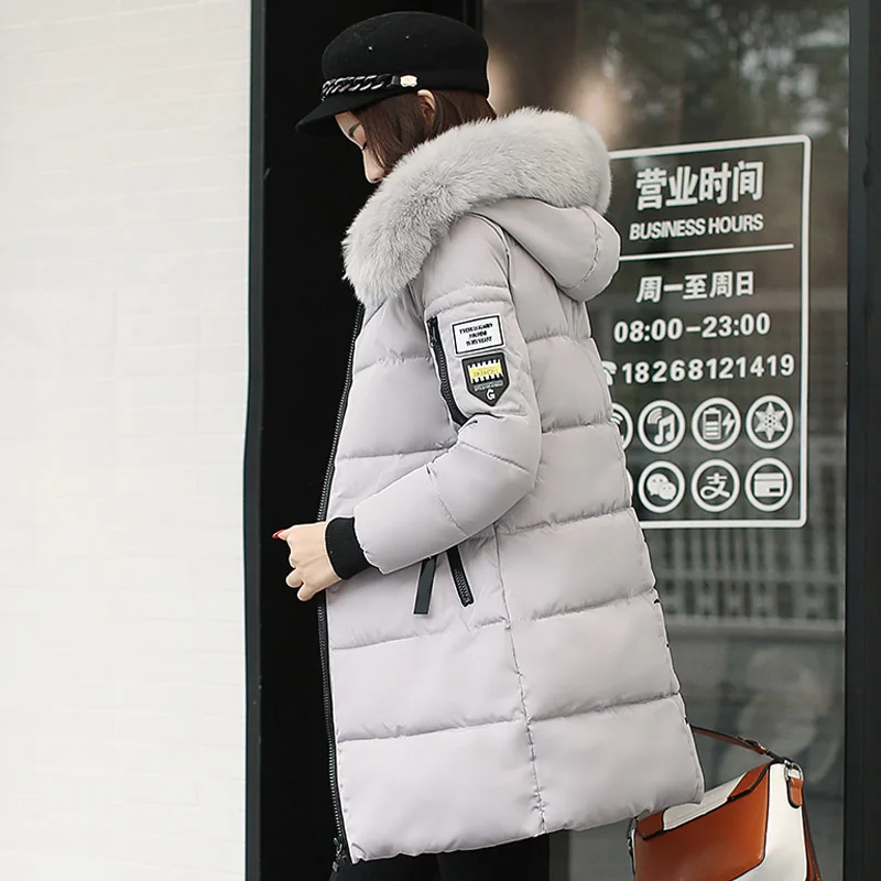 2021 Hooded Plus Size 3XL Long Women Winter Jacket With Fur Collar Warm Thick Parka Cotton Padded Female Fashion Womens Coat