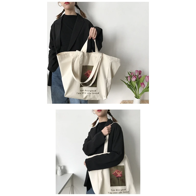 

Fashion Women Printing Canvas Shoulder Bag Large Capacity Shopping Bag School Bag Leisure Simplicity Travel Handbag