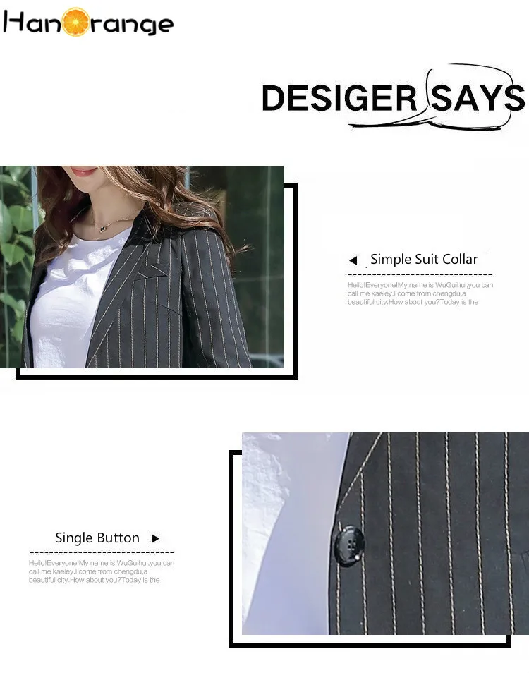

2021 Summer Small Striped Suit Jacket + Trousers OL Suit for Female Office Lady Work Blazer Ninth Pants Suit