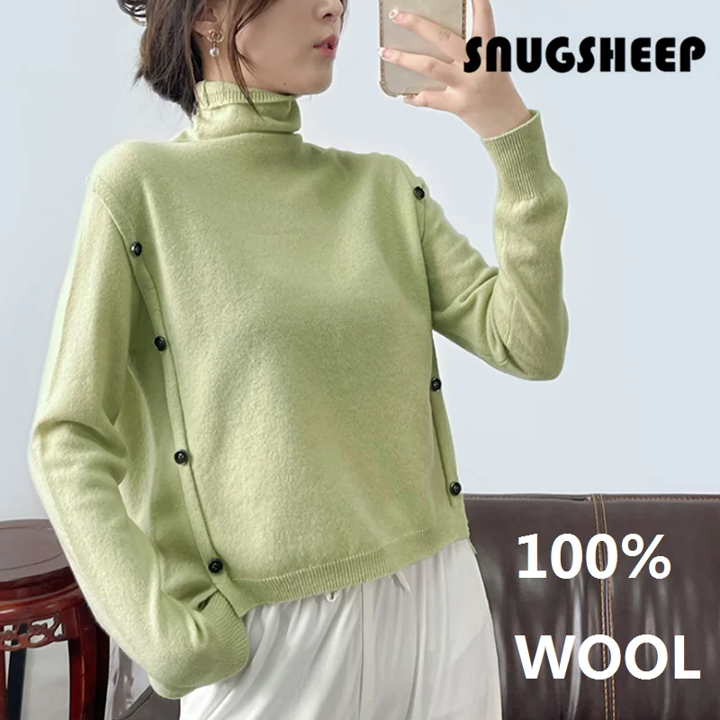 

fashion wool turtleneck baggy girl sweater turtle neck top fall clothes for women sweaters tops long sleeve plus size tops green