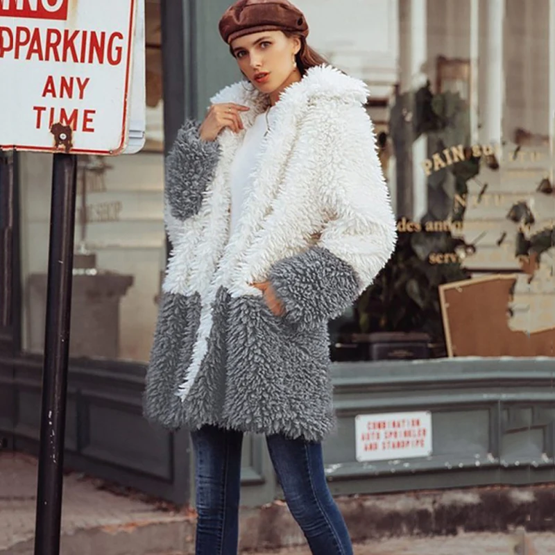 Женский длинный плюшевый кардиган Lossky теплая куртка с подкладкой на осень и