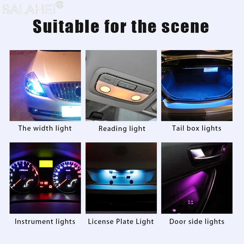 2PCS T10 W5W 3535 RGB Bulbs COB Canbus 194 168 Car Flash/Strobe Reading LED Width Light Clearance Lights With RF Remote Control images - 6