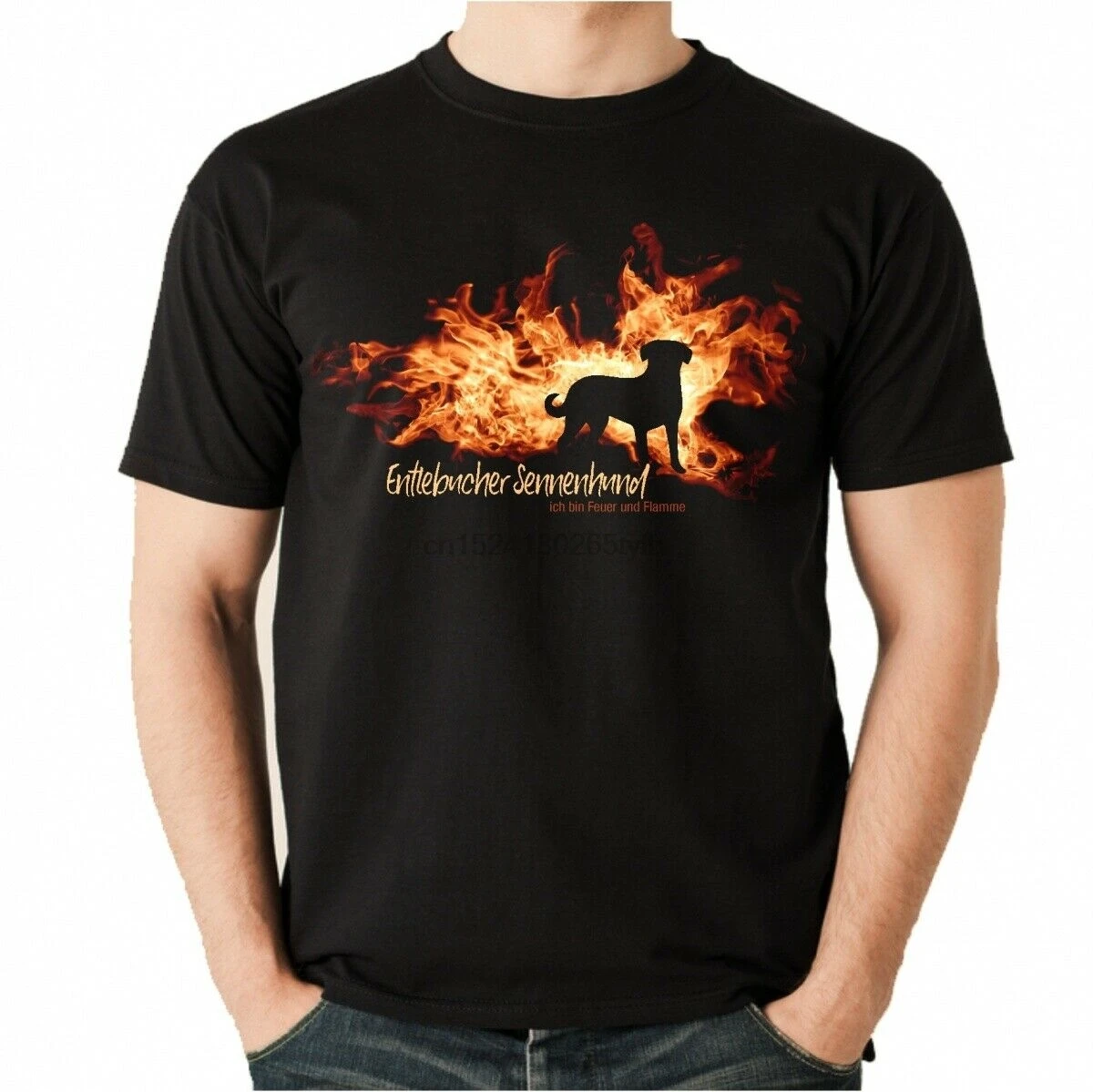 Футболка унисекс Entlebuch Sennenhund fire and flame от siviwonder Dog Motif |