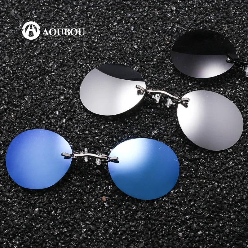 

Polarized Clip Nose Sunglasses Metal Frameless Round Clamp The Bridge Of The Retro Mini Super Light New Product Release