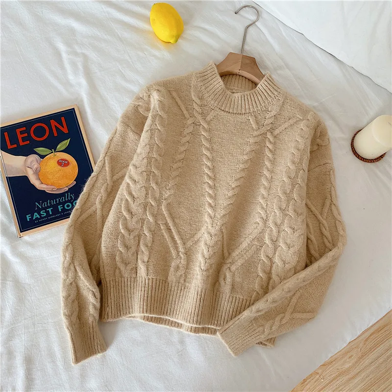 

New Winter Sweater Women Pullover Girls Tops Knitting Vintage Autumn Female Knitted Outerwear Warm Sweaters Oversize Plus size