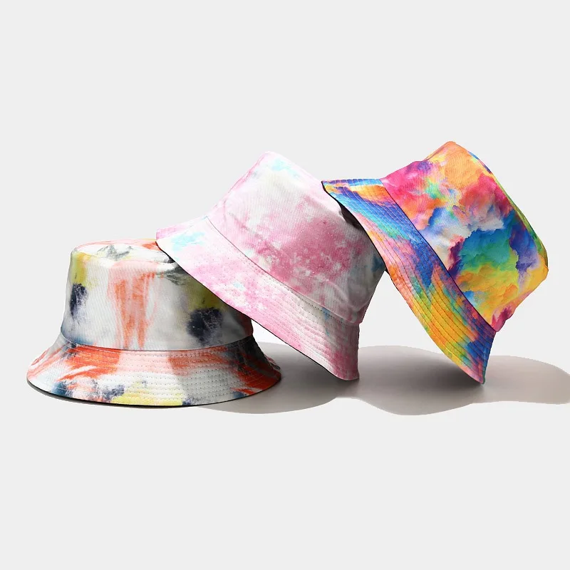 

3D Printed Pattern Fisherman Hat Tie-dye Double-sided Bucket Hat Basin Hat Men Women Summer Outdoor Sun Hat