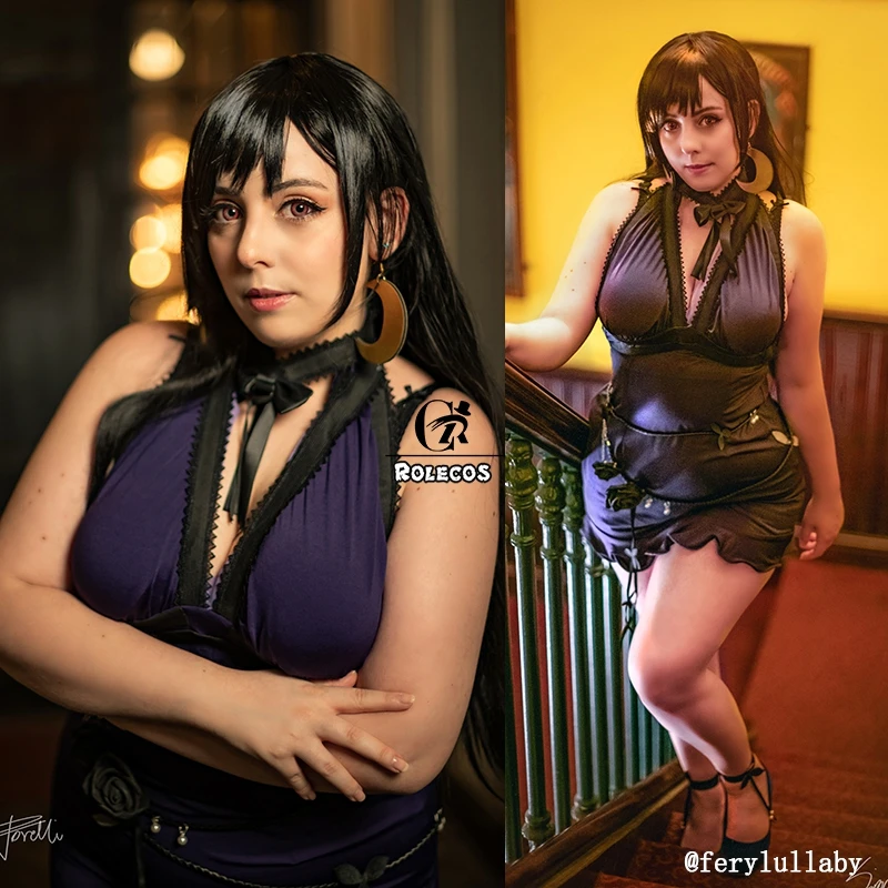 ROLECOS FF7 Переделанный костюм для косплея Tifa женское платье голубое Lockhart