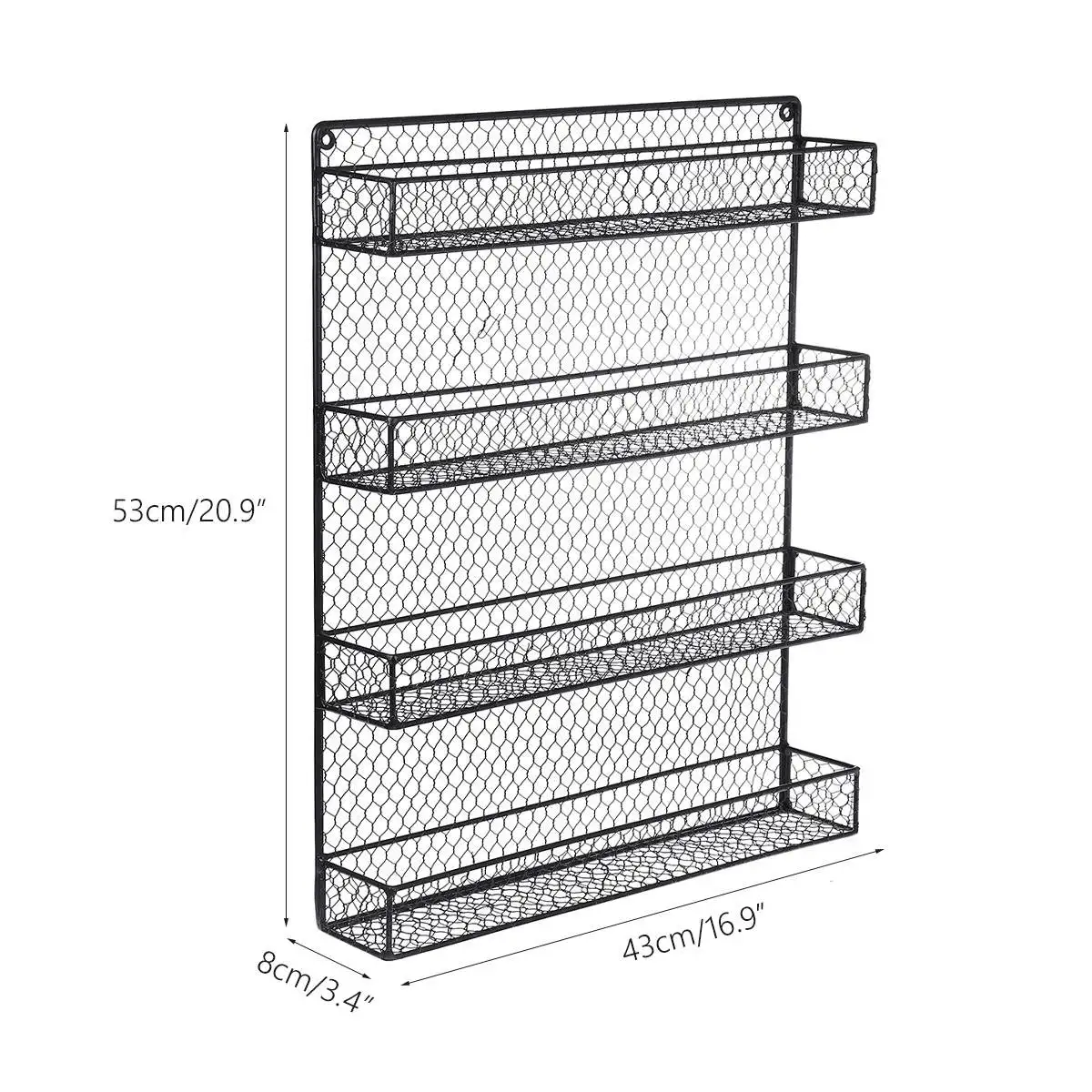 

4 Tier Kitchen Organizer Iron Wall-mounted Spice Jar Holder Rack Spice Bottle Kitchen Cabinet Door Condiment Storage Rack