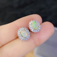 beautiful natural white opal halo earrings 925 sterling silver stud earrings engagement wedding jewelry for women gift