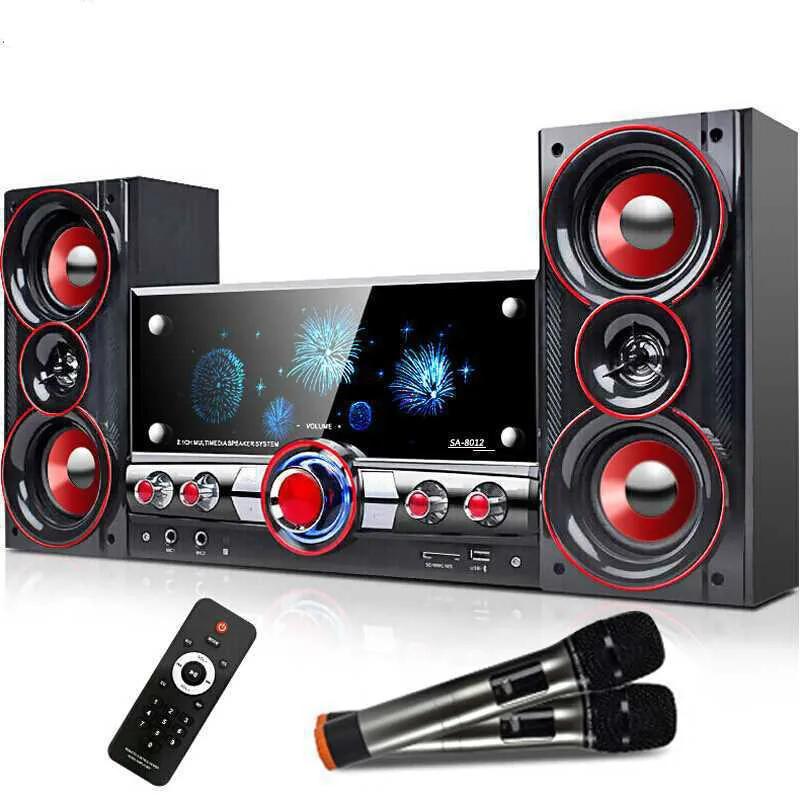 Новый деревянный 2 1 Bluetooth динамик Мультимедийный звук с микрофоном караоке