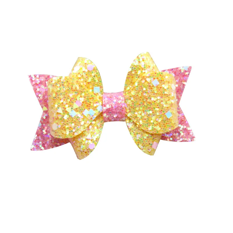 

1PCS Lovely Swallowtail Leather Glitter 3.2 Inch Bow Elastic Hair Band Hairpin Dance Party Korean Hair Accessories For Baby Girl