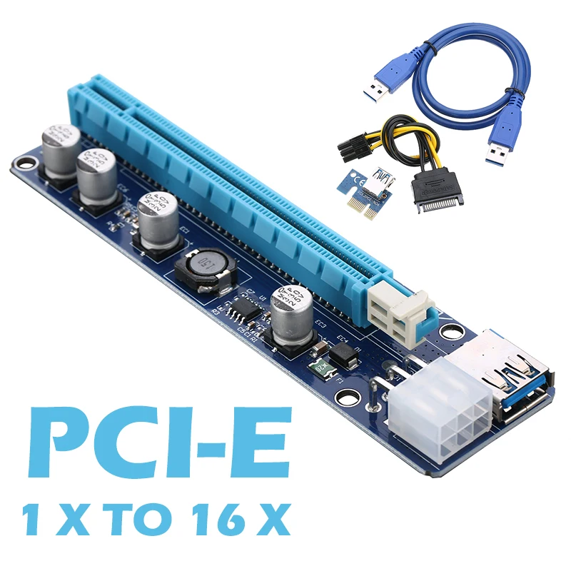 

New Arrival 60cm Gold Plated Connector PCI-E 1X to 16X Adapter Riser Card USB 3.0 Data Cable For Computer
