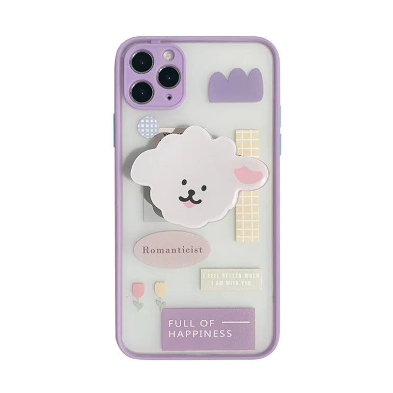 

Cute Cartoon ins Sheep Bracket Case For Iphone 12 11pro max 12 Matte Creative Case For IPhone X/8plus XR Phone Case For Women