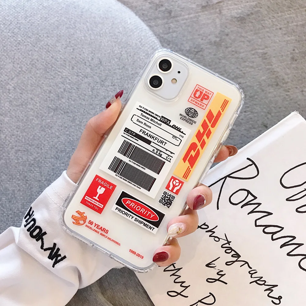 Off улицей тренд DHL этикетка цветной чехол для телефона из мягкого силикона iphone 11