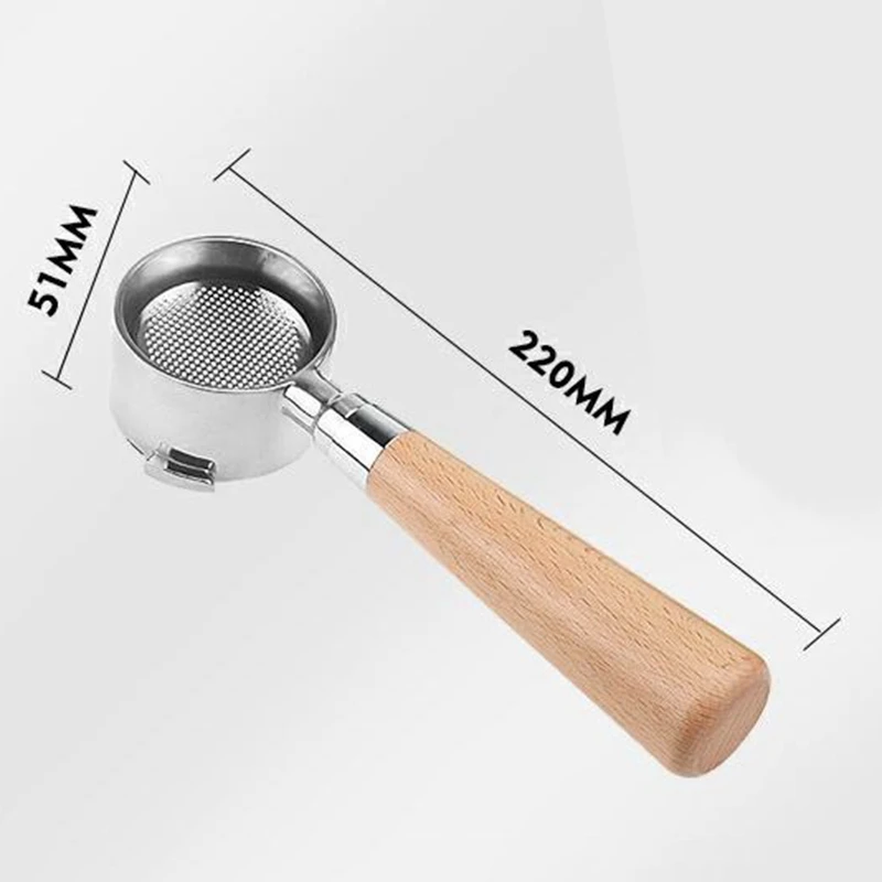 

HOT-Coffee Bottomless Espresso Coffeeware Set 51mm Basket Set Wooden Handle Filter Holder