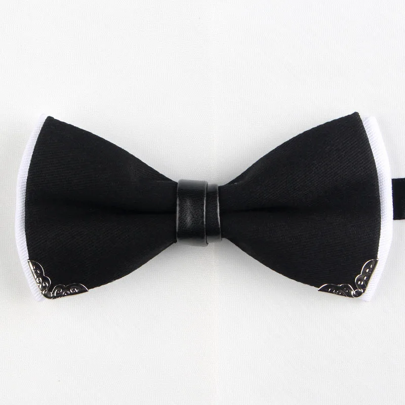 

Men's Bridegroom Wedding Banquet Formal Wear British Style Double-Layer Solid Color Bow Tie Exquisite Metal Trim Bow Tie