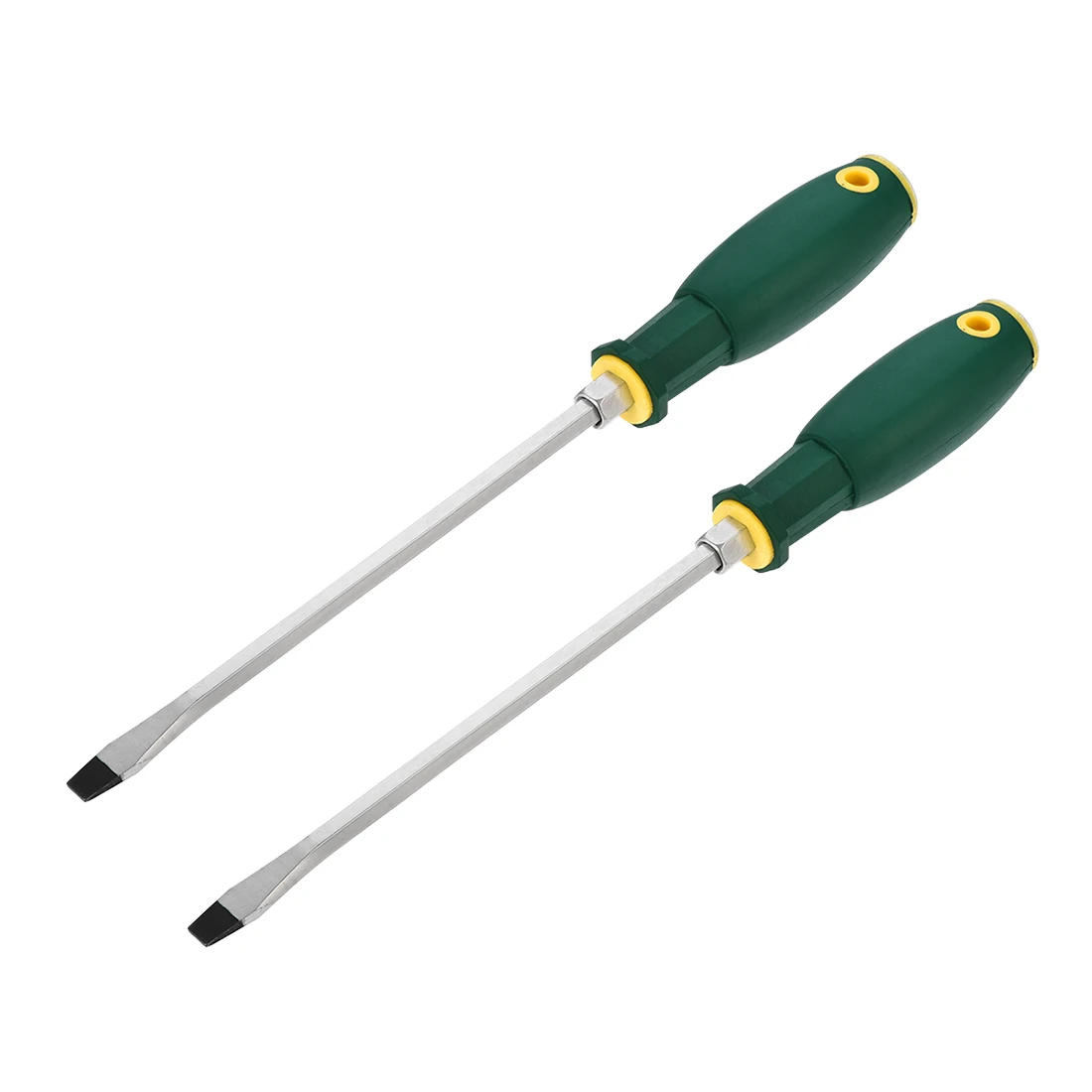 Uxcell 2 шт. 8 мм шлицевая отвертка дюймов с шестигранным валом зеленая + желтая ручка